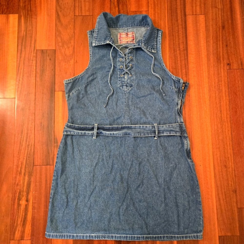 Vintage Stylish Blue Denim Dress, 90s, Y2K, Revolt, 15/16, Zipper
